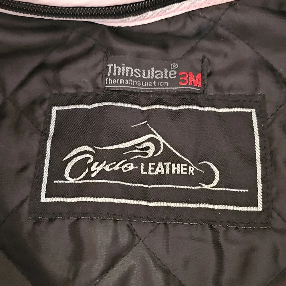 Cycle Leather Jacket XL Pink Gray Black - Picture 3 of 14